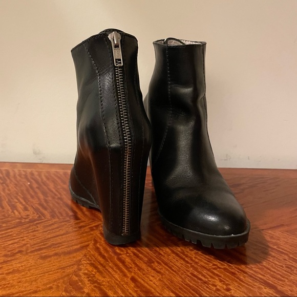 Minimarket black leather wedge heel with zippers - Picture 3 of 6